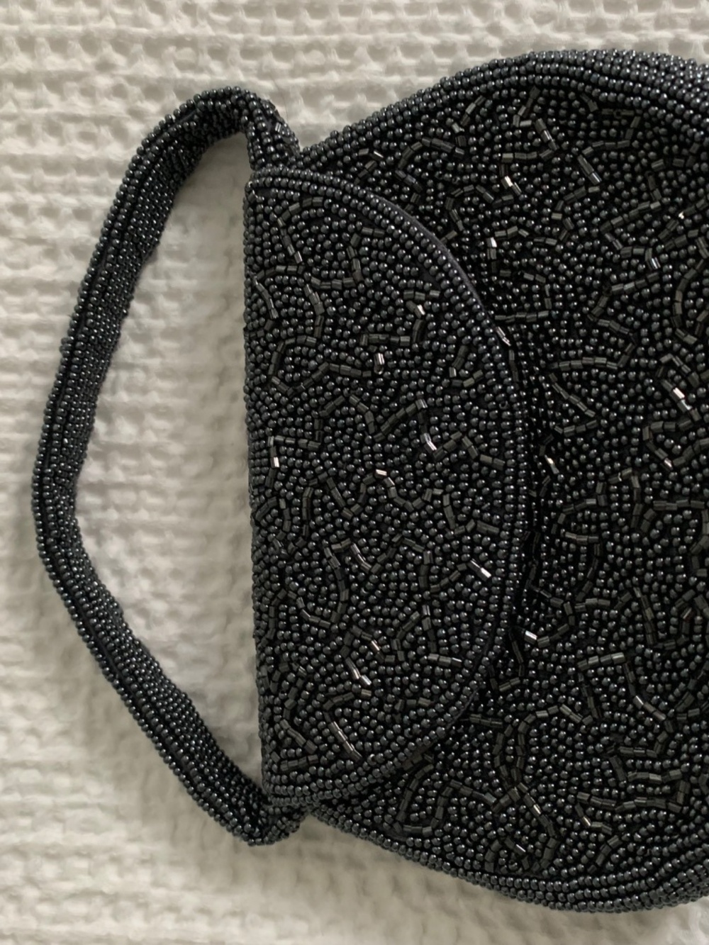 Inge Christopher Black Beaded Mini Evening Bag Crossbody Shoulder Strap